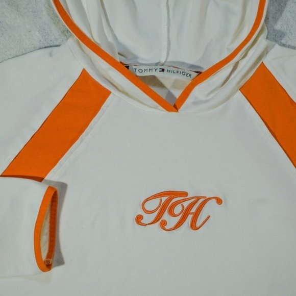 Tommy Hilfiger White Orange Hoodie L/S Sweatshirt - Picture 2 of 8
